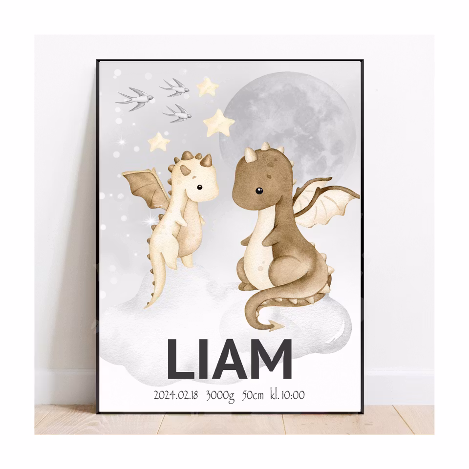 Födelseposter, namntavla, doptavla Drakar i natthimmel