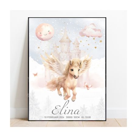 Födelseposter, namntavla, doptavla Magic unicorn
