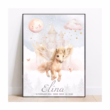 Födelseposter, namntavla, doptavla Magic unicorn