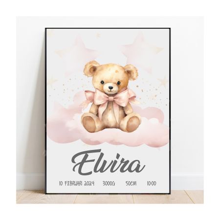 Födelseposter, namntavla, doptavla Björnen på rosa molnet