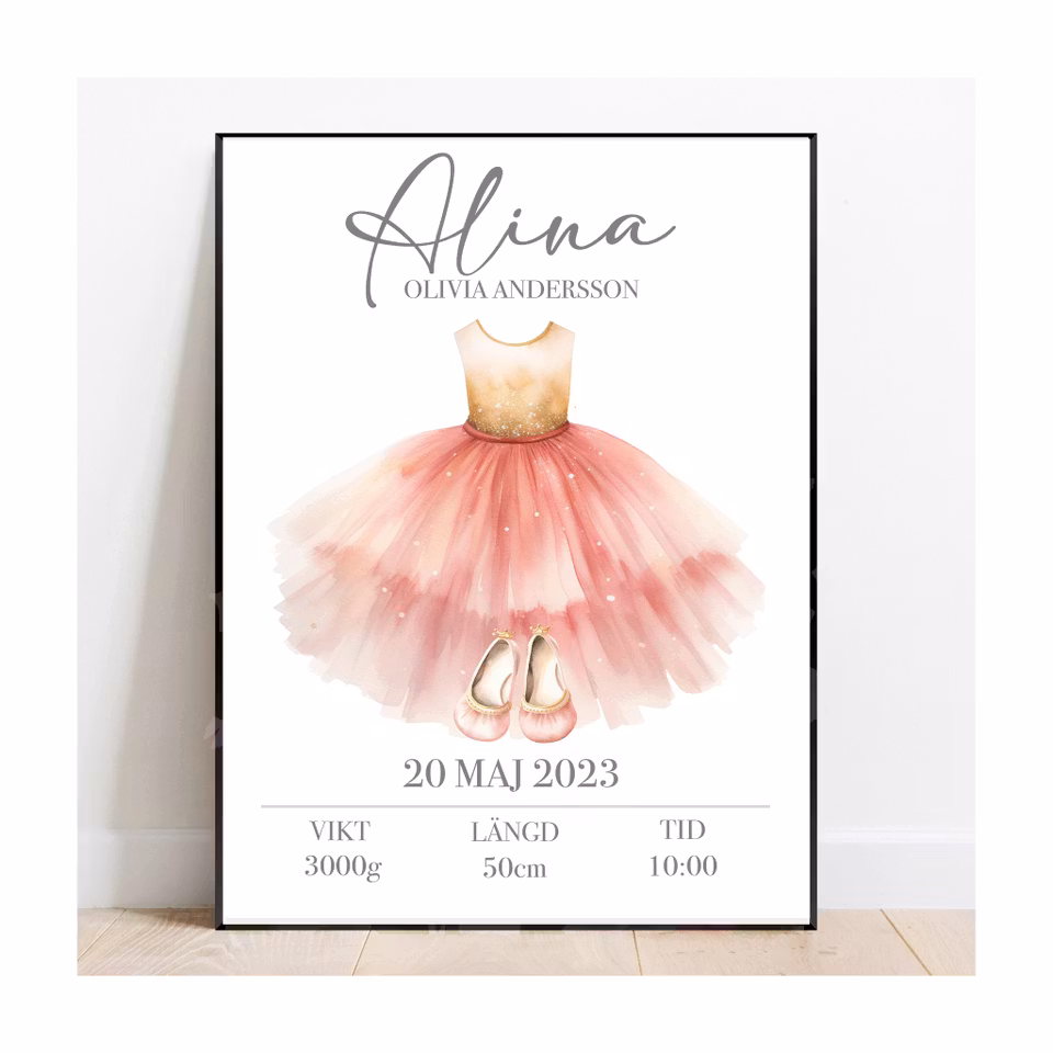 Födelseposter, namntavla, doptavla Ballerina