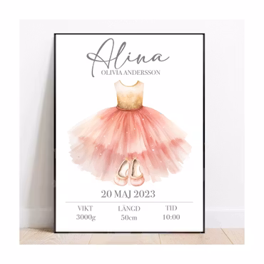 Födelseposter, namntavla, doptavla Ballerina