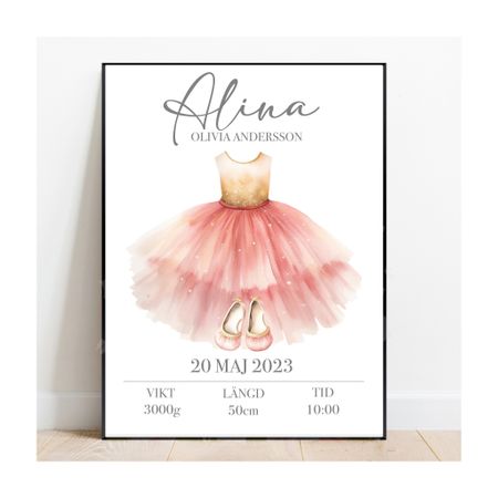 Födelseposter, namntavla, doptavla Ballerina