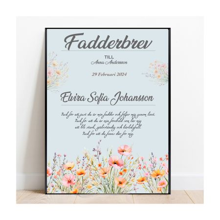 Fadderbrev, dopbrev, fadderbevis Blomäng