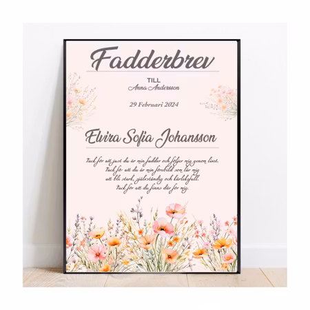 Fadderbrev, dopbrev, fadderbevis Blomäng