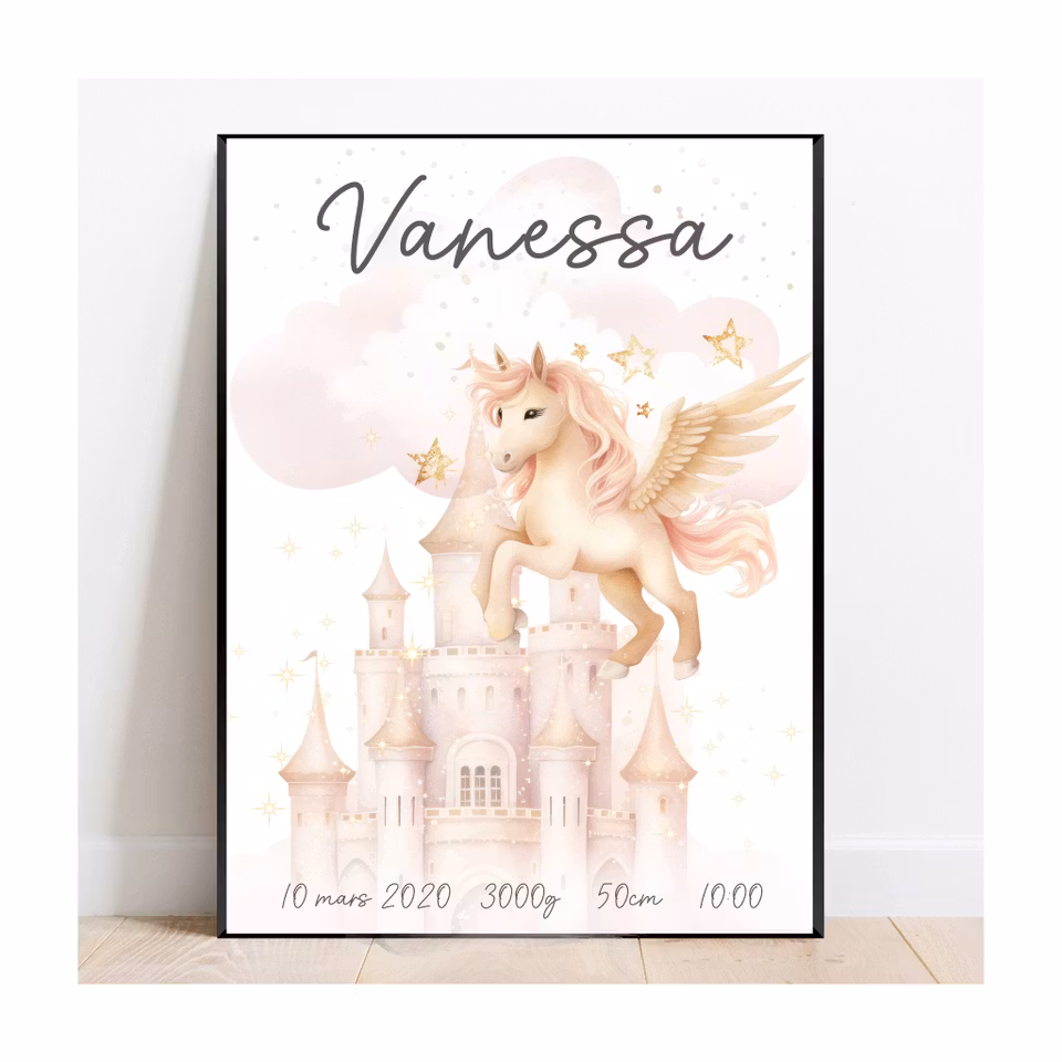 Födelseposter, namntavla, doptavla Unicorn and the castle