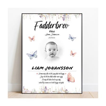 Fadderbrev Fjäril med foto