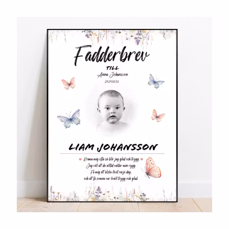 Fadderbrev Fjäril med foto