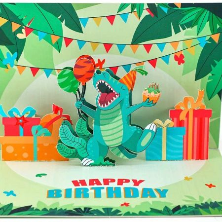 Gratulationskort pop-up kort dinosaurie