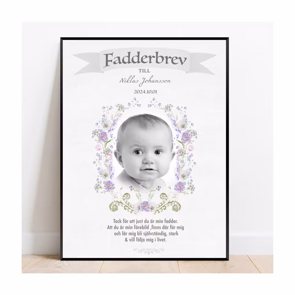 Fadderbrev Ljuvlig med foto