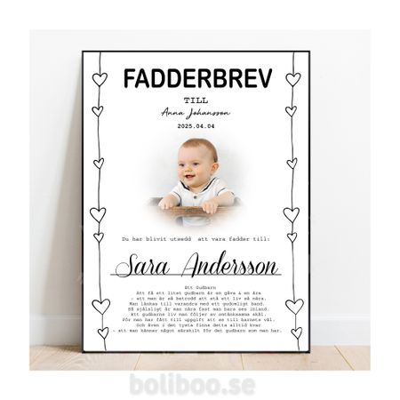 Fadderbrev, dopbrev med personligt foto