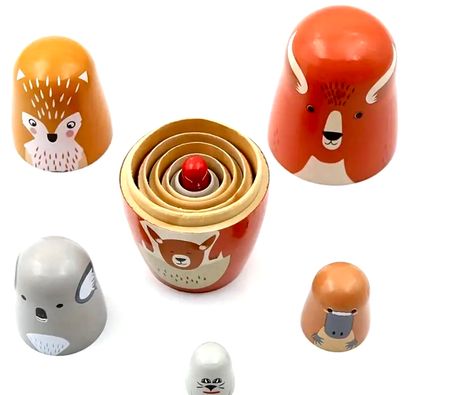 Babushka docka, känguru, igelkott, koala, näbbdjur