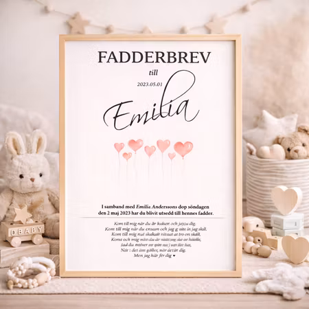 Fadderbrev Ballon hearts