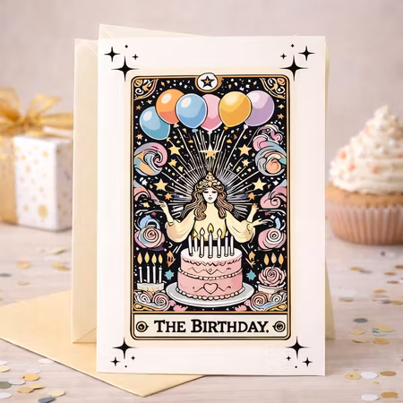 Gratulationskort - Tarot kort, The Birthday