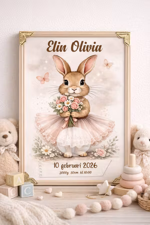 Namntavla barn - Personlig poster - Barnrum dekoration - Boliboo