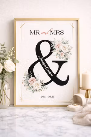 Bröllopsposter personlig – Tavla med namn & datum – Boliboo