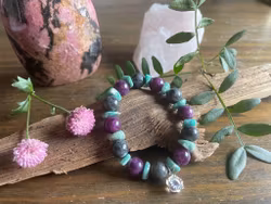 Armband med labradorit, lepidolit & amazonit