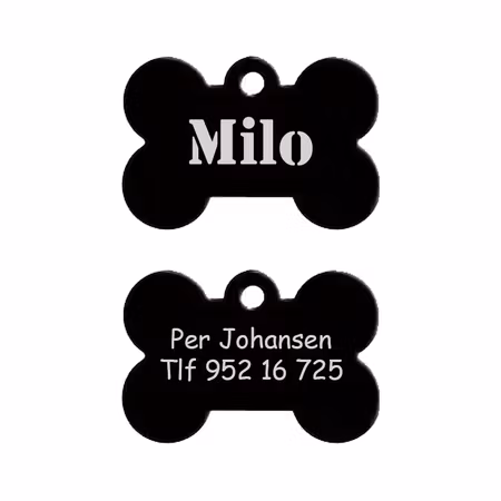 Personlig gravert hundebrikke i aluminium