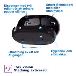 Dispenser TORK T9 SMARTONE Twin svart