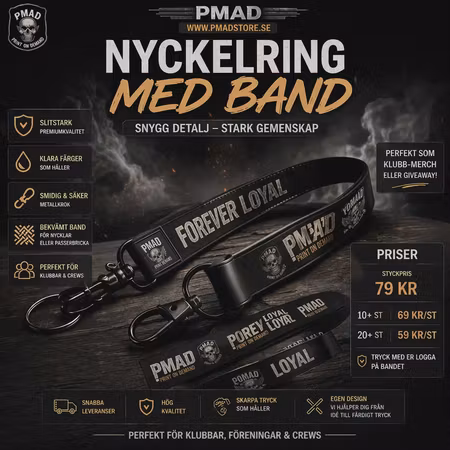 Nyckelring med band samt tryck