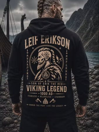 Leif Eriksson :första som upptäckte Amerika "HOODIE"