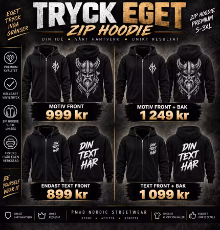 SKAPA DITT EGTNA TRYCK PÅ  ZIP HOODIE