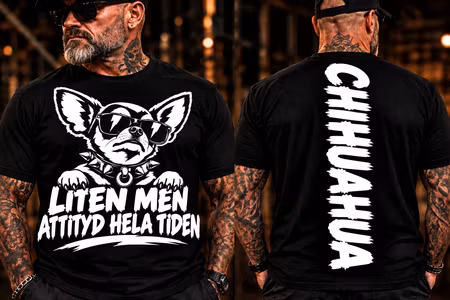 Chihuahua – Liten men attityd hela tiden T-shirt