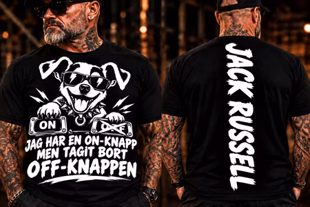 Jack Russell – Tagit bort off-knappen T-shirt