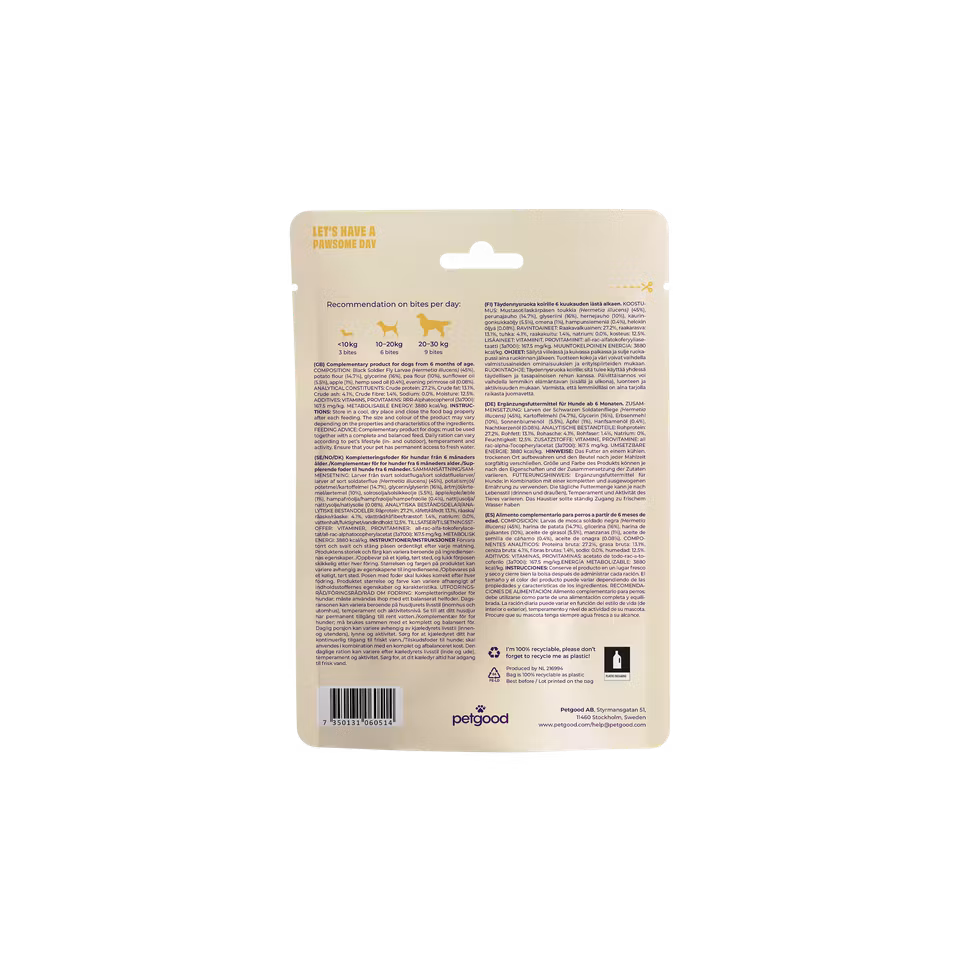 Petgood® Insektsbaserat Hundgodis för Glänsande Päls 100g