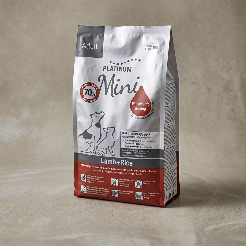PLATINUM Adult Mini – Lamb+Rice 900 g