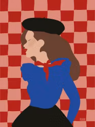 Scarf woman - Red & Blue