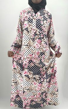 Abaya-Modest. Rosa-blommig