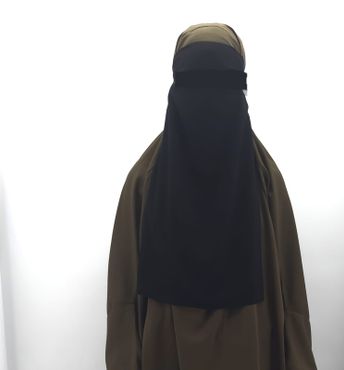 Singel-Layer Niqab med eller utan nässtring. Svart