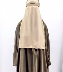 Singel-Layer Niqab med eller utan nässtring. Beige