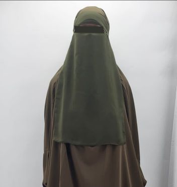Singel-Layer Niqab med eller utan nässtring. Kaki