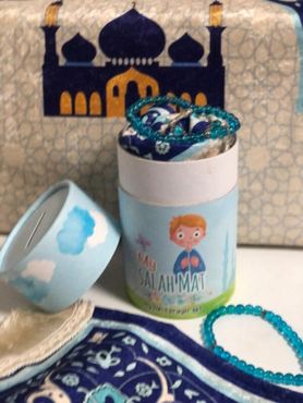 Salat & Sadaqa-inspirerande Box för Barn – Blå