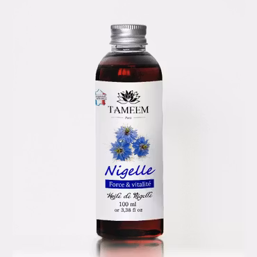 Svartkumminolja (Nigella olja): Black seed olja.