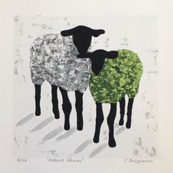 Gicleétryck får, grön/grå