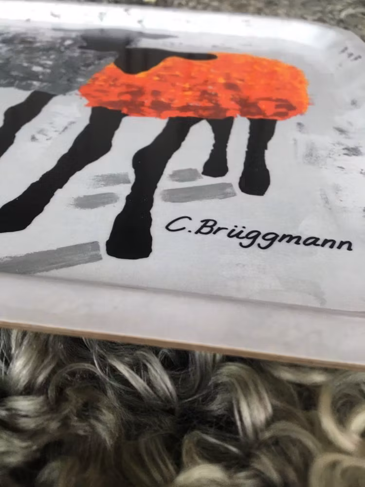 Lunchbricka, fårmotiv röd/orange