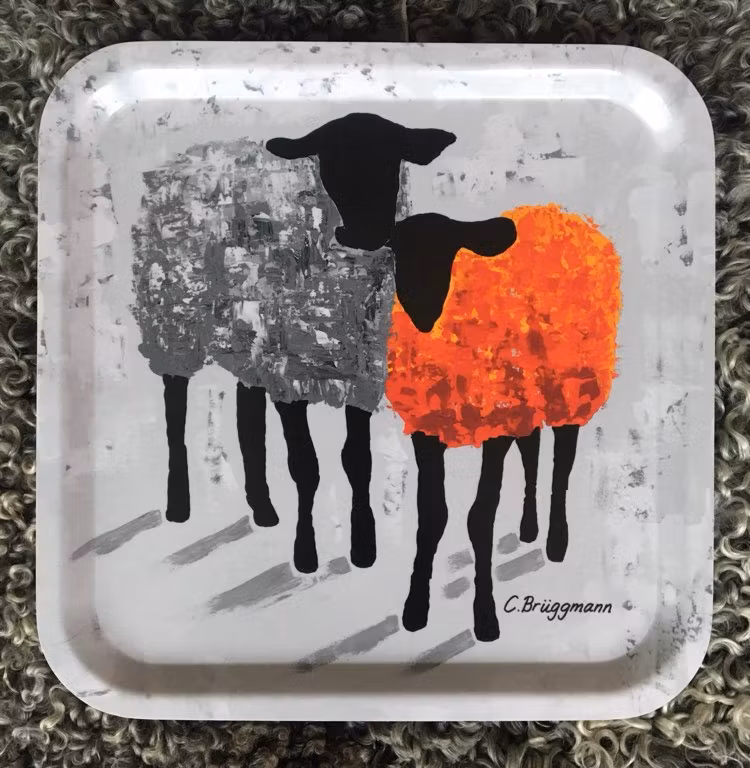 Lunchbricka, fårmotiv röd/orange