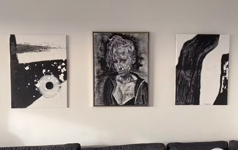 Snygga stilrena tavlor till ditt kontor. Originalmålningar av Svenska konstnärinnan C.Brüggmann från Helsingborg.