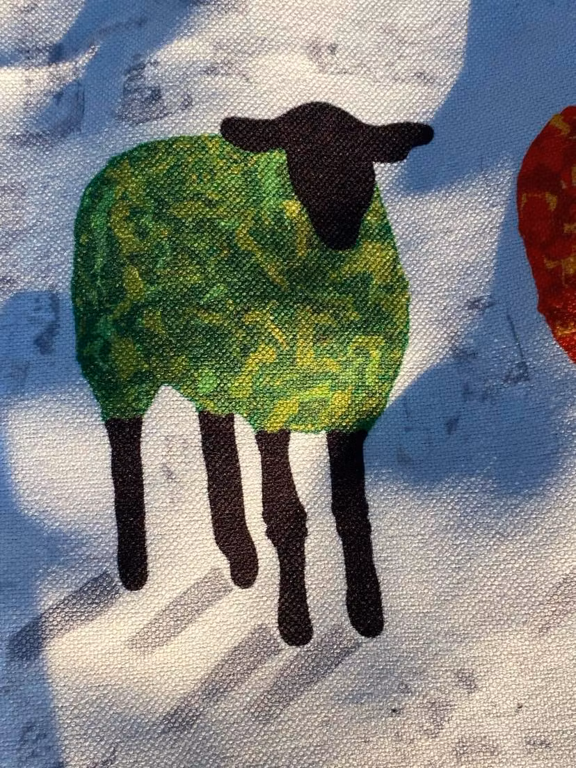 Kökshandduk, lamm och hjärtan