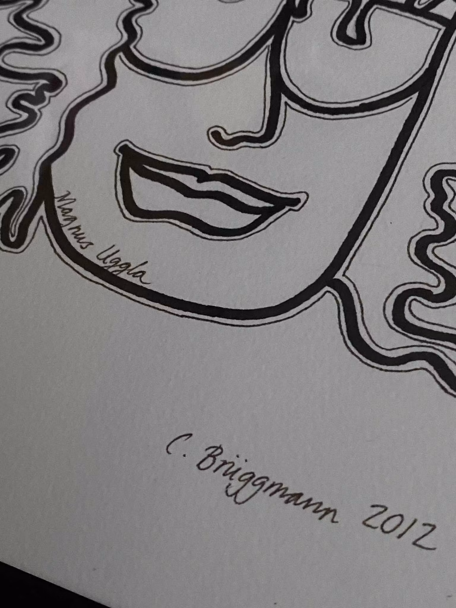 Porträtt-målning på artisten Magnus Uggla, gjord av konstnär C.Brüggmann från Helsingborg.