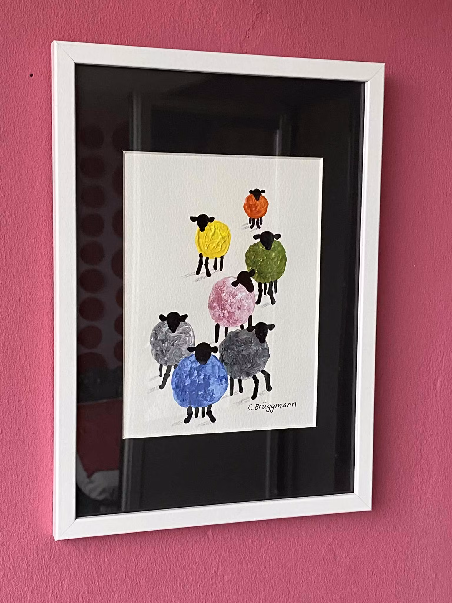 Lammkonst och fårkonst av "fåramålaren" Catharina Brüggmann. Se denna konst i Studion på Elineberg i Helsingborg.