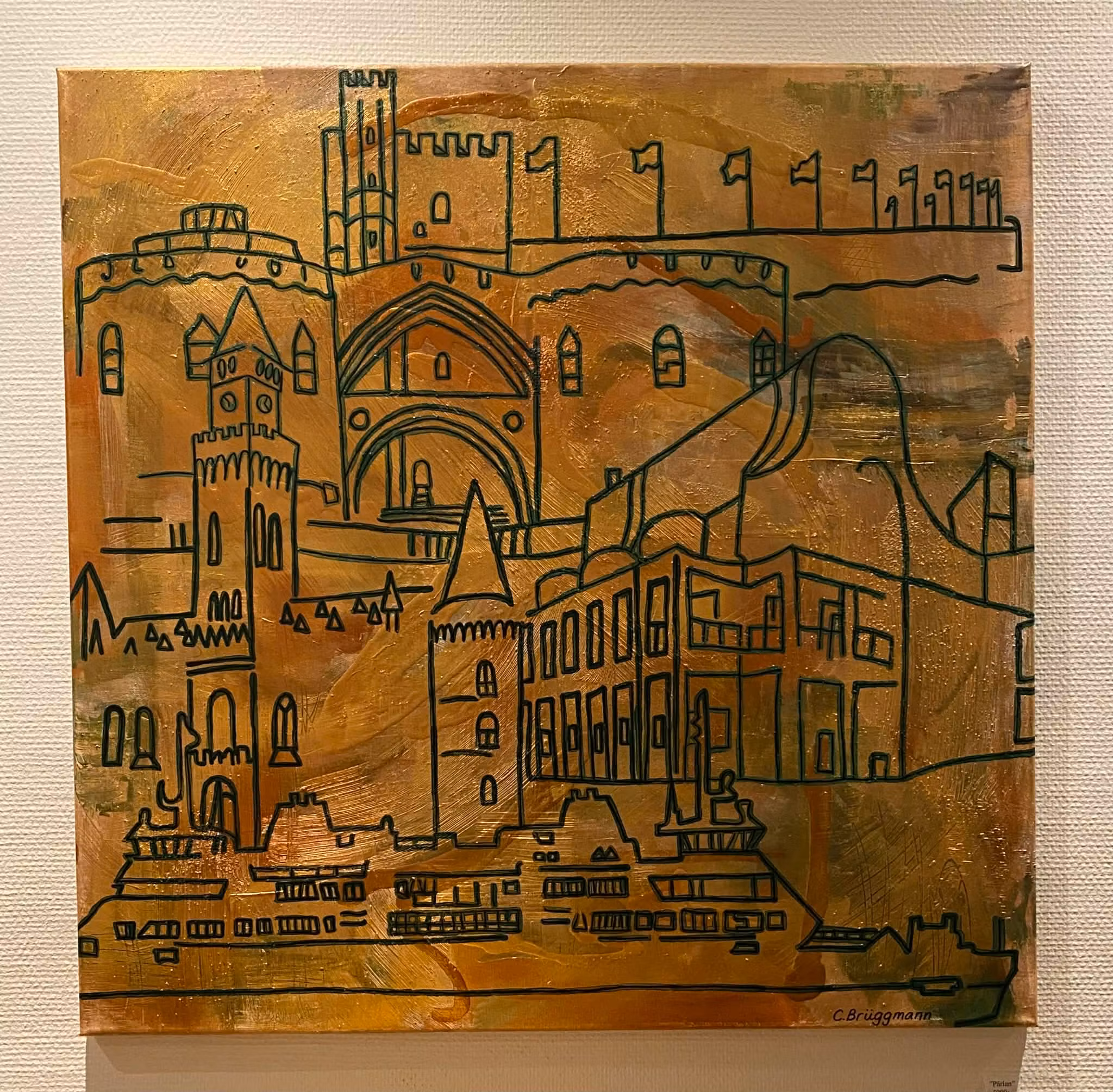 Handmålad Helsingborgstavla av Catharina Brüggmann från Helsingborg - Sundets Pärla