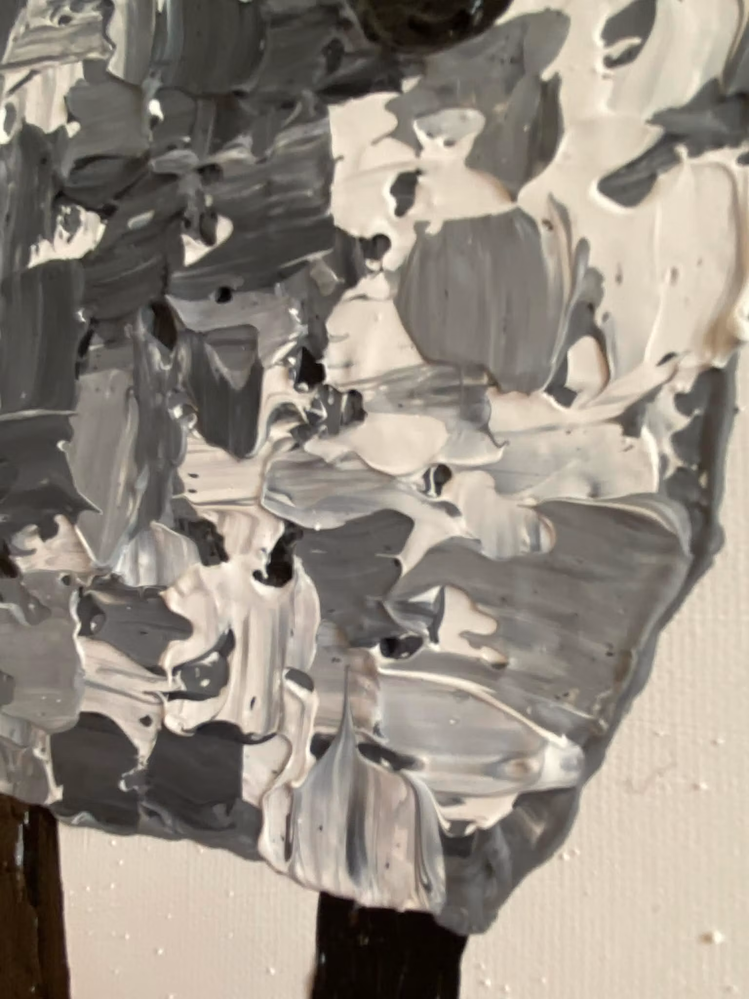 Köp denna originalmålning i mellanstorleken 64x64 cm målad av Catharina Brüggmann i svart-grå nyanser.