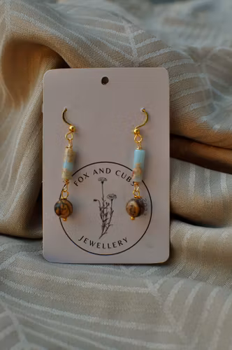 Ørekroker med amazonitt og picture jasper