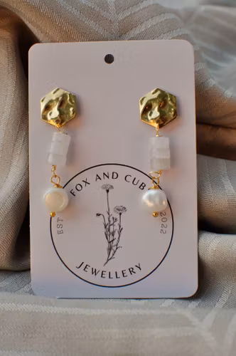 Ørestikkere med Rosenkvarts og Ferskvannsperler