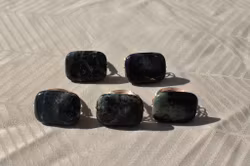 Håndlaget Ring med Snowflake Obsidian