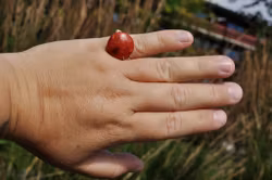 Håndlaget Ring med Rød Jaspis